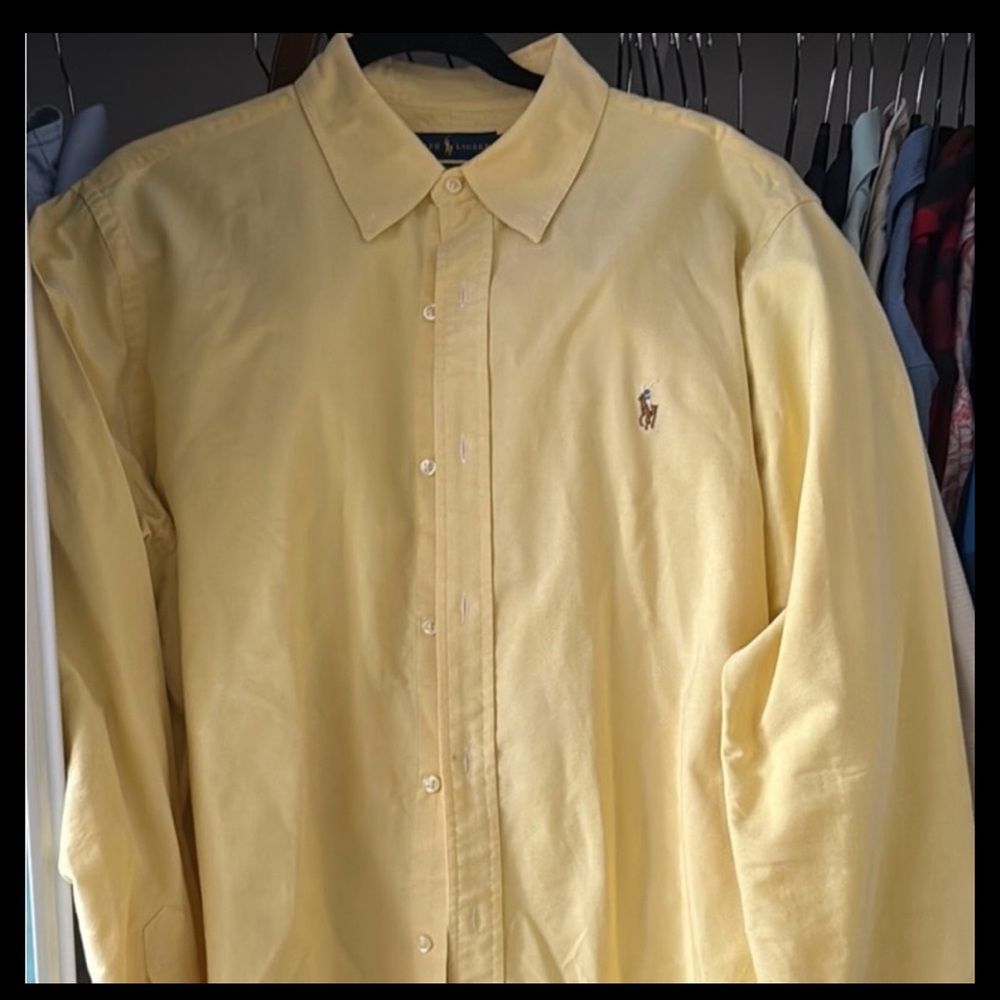 Ralph Lauren Men’s Dress Shirt, Light yellow, XL, Classic Fit